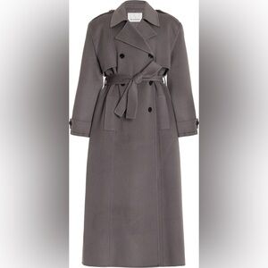 The Frankie Shop Gray Double-Breasted Nikola Trench Coat